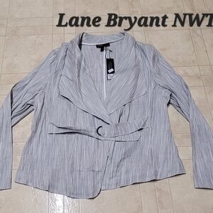 Lane Bryant Women's Striped Gray Blazer
